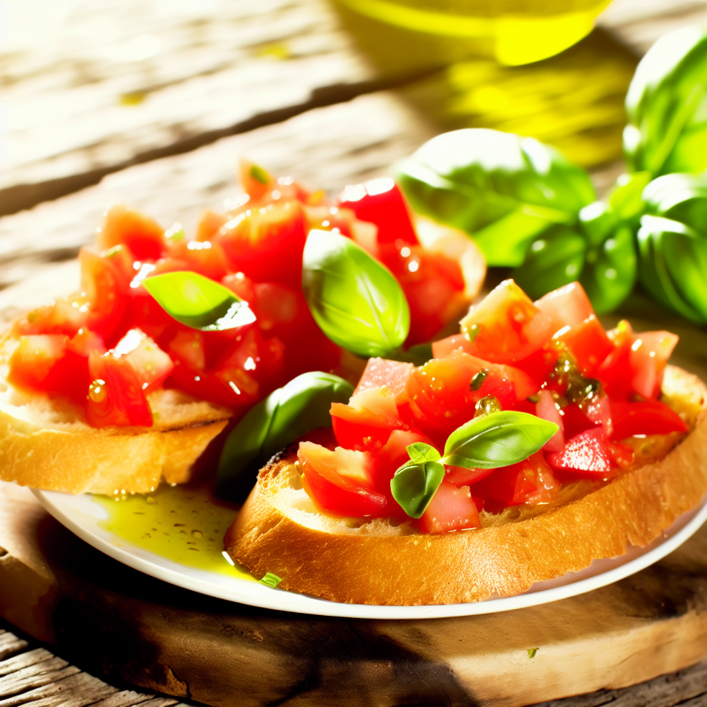 Bruschetta mit Tomaten und Basilikum