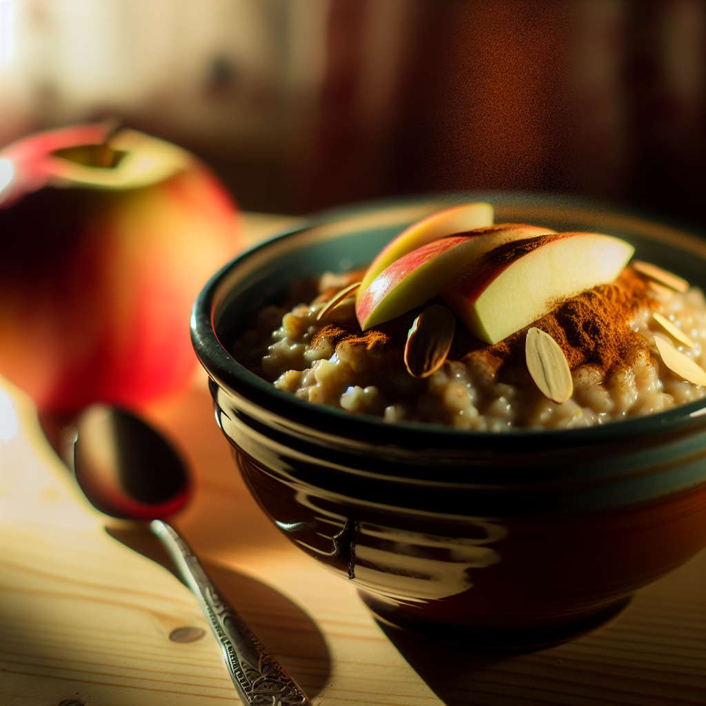 Haferbrei mit Zimt Apfel und Mandeln