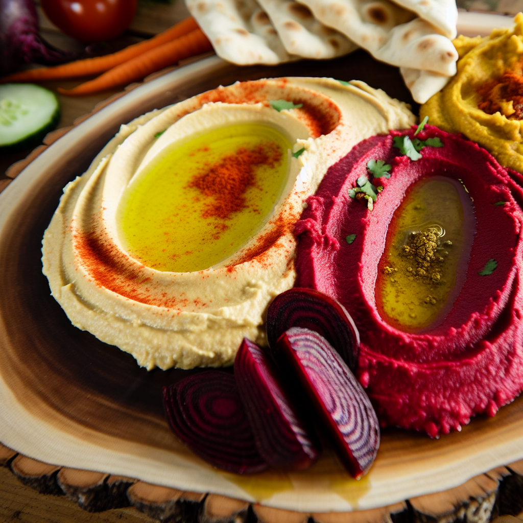 Hummus-Trio Klassisch Rote Beete und Curry