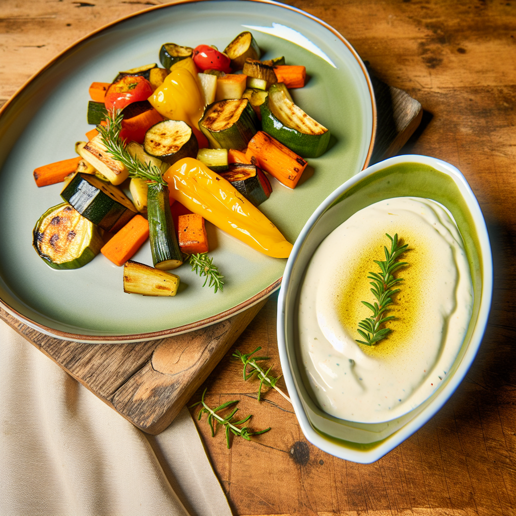 Ofengemüse mit veganem Joghurt-Dip