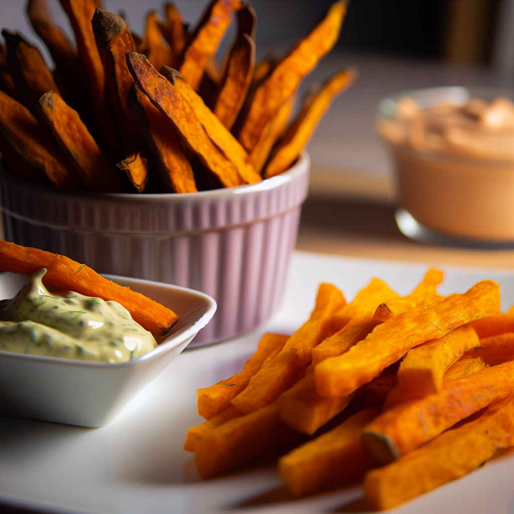 Süßkartoffelpommes mit veganer Aioli