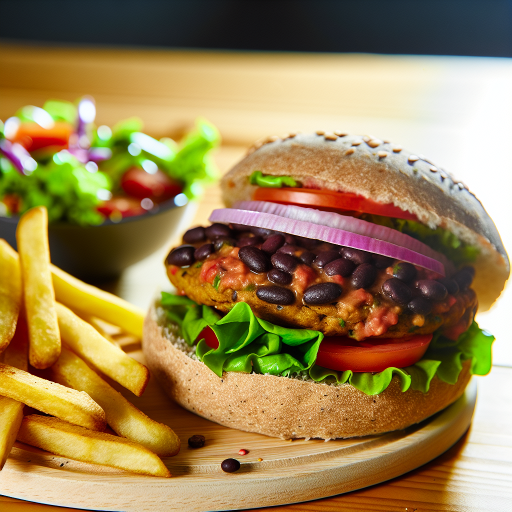 Vegane Burger mit schwarzen Bohnen