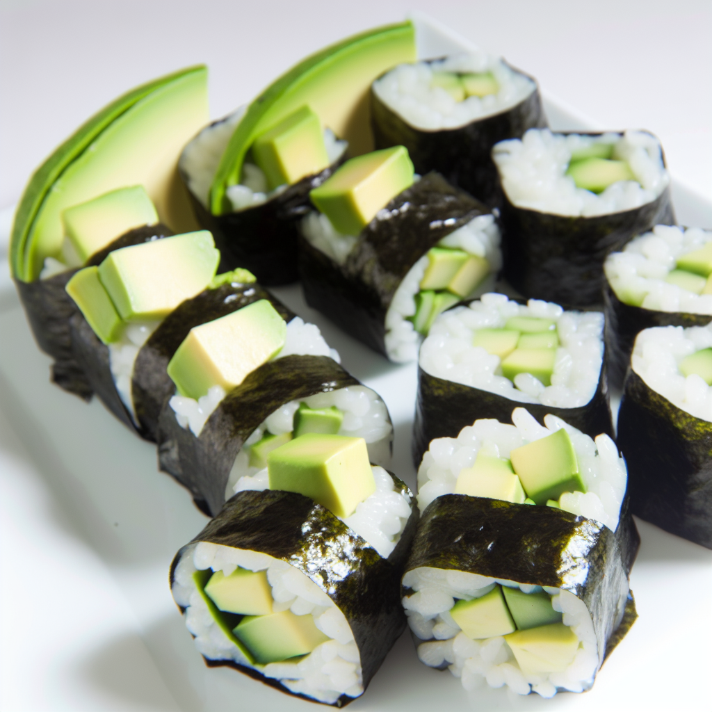 Vegane Sushi-Rollen mit Avocado und Gurke