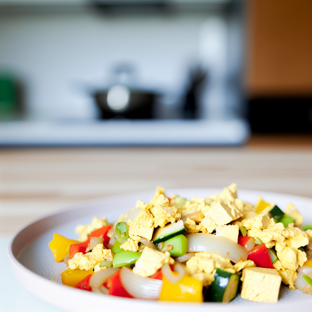 Veganes Rührei aus Tofu mit Gemüse