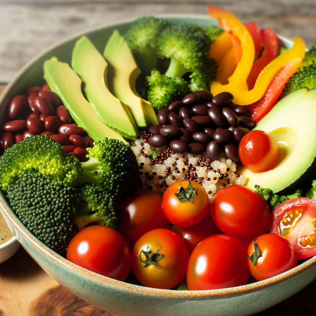 Bunte vegane Bowl mit Tahini-Dressing