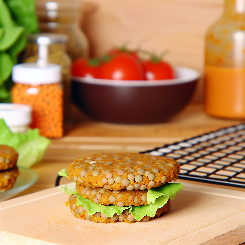 Selbstgemachte vegane Burger-Patties aus Linsen