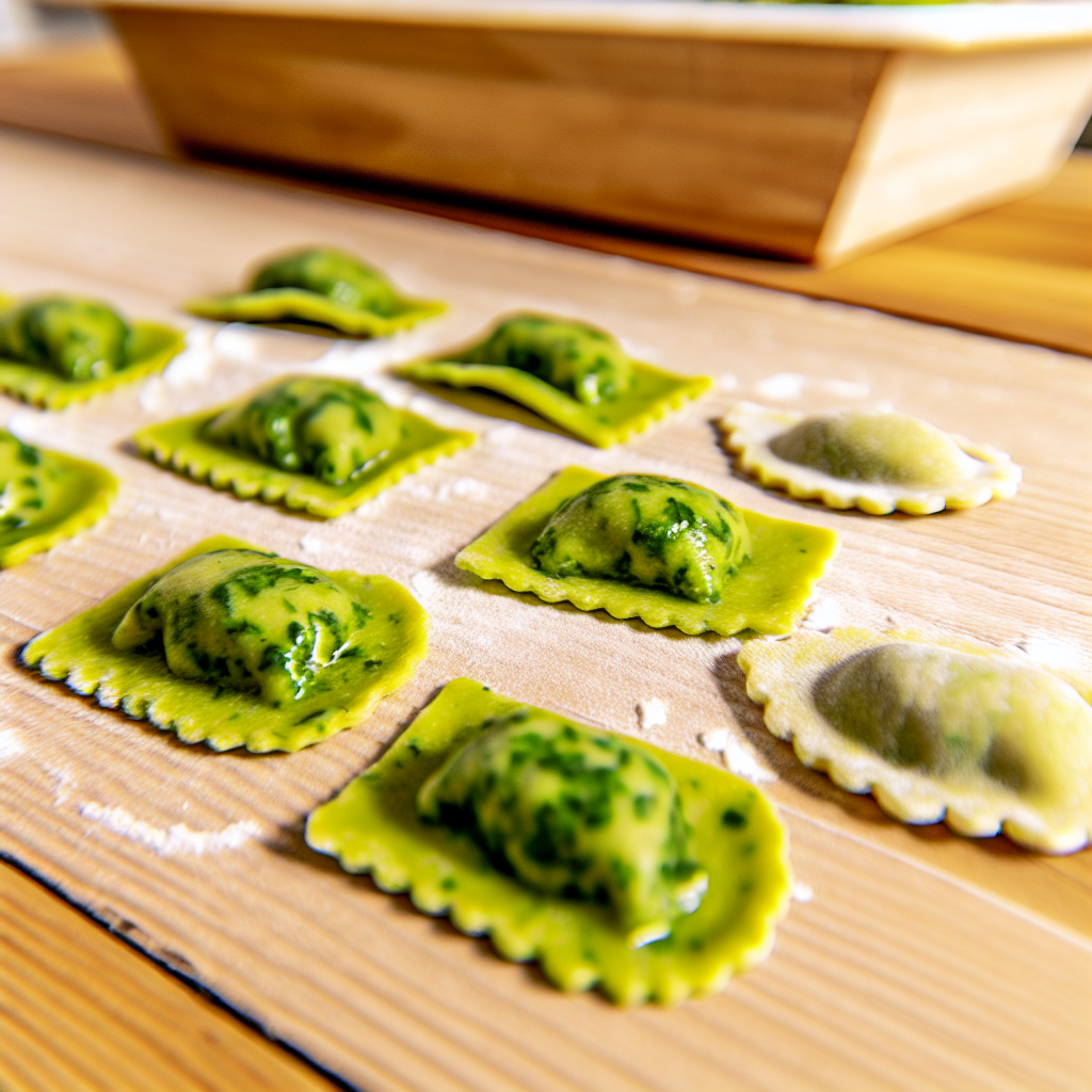 Selbstgemachte vegane Ravioli mit Kräuterfüllung