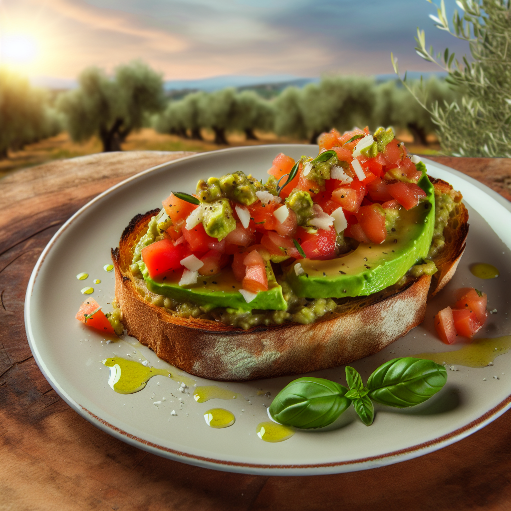 Vegane Bruschetta mit Avocado und Tomate