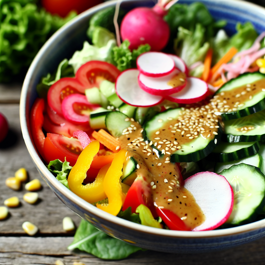 Vegane Gemüse-Bowl mit Sesam-Dressing