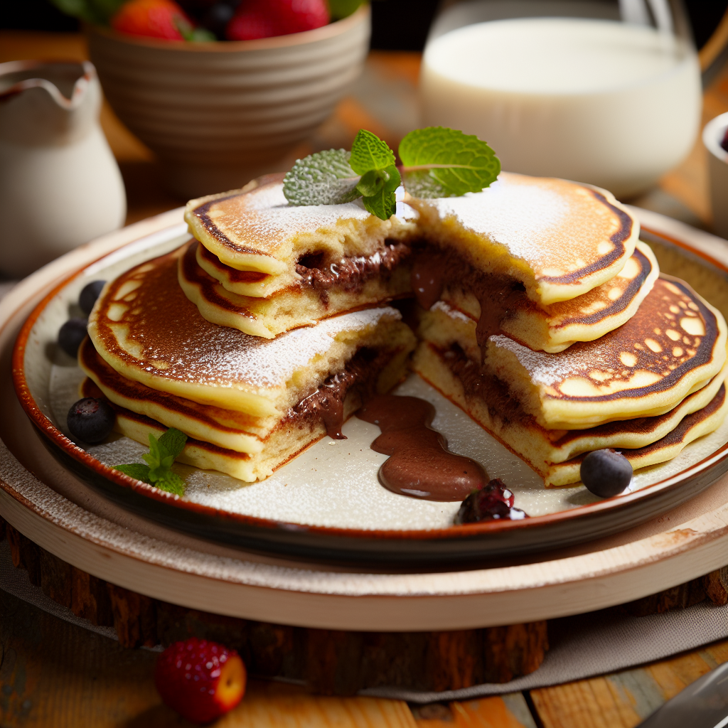 Vegane Pfannkuchen mit Schokoladenfüllung