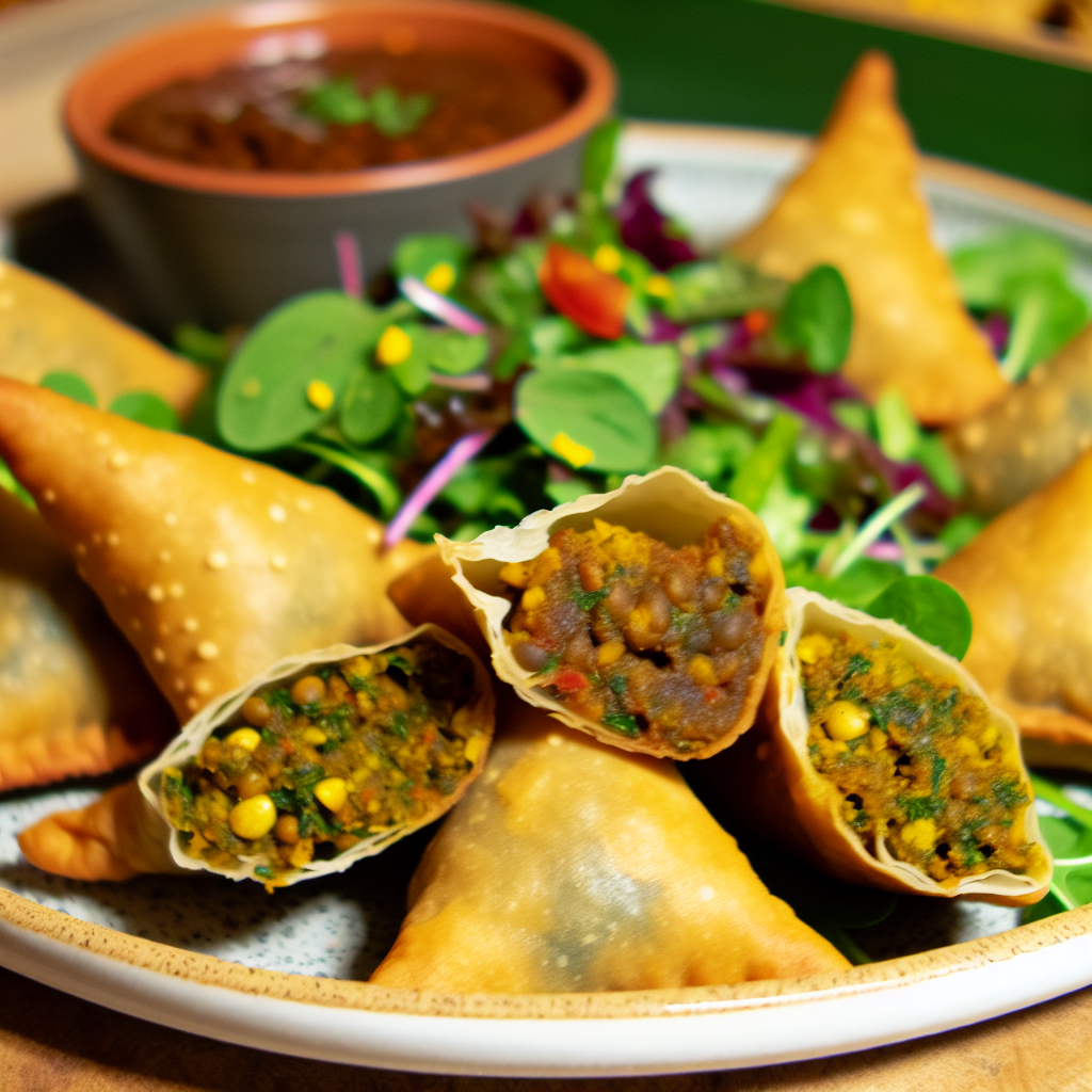 Vegane Samosas mit Linsenfüllung