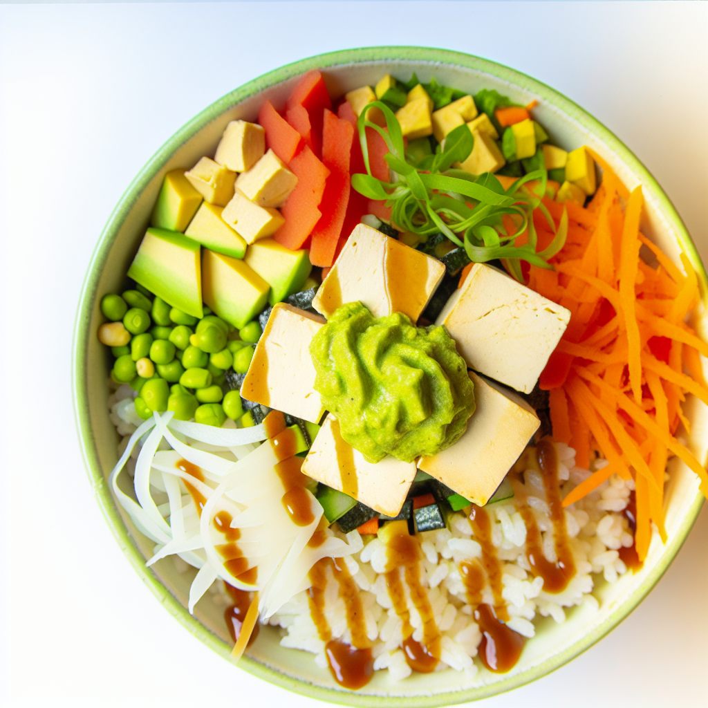 Vegane Sushi-Bowl mit Wasabi-Dressing