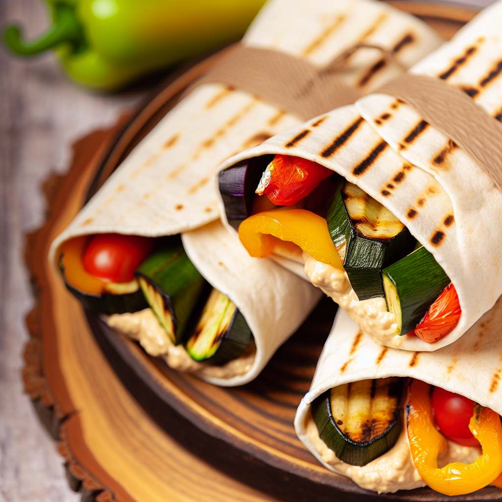 Vegane Wraps mit Hummus und gegrilltem Gemüse